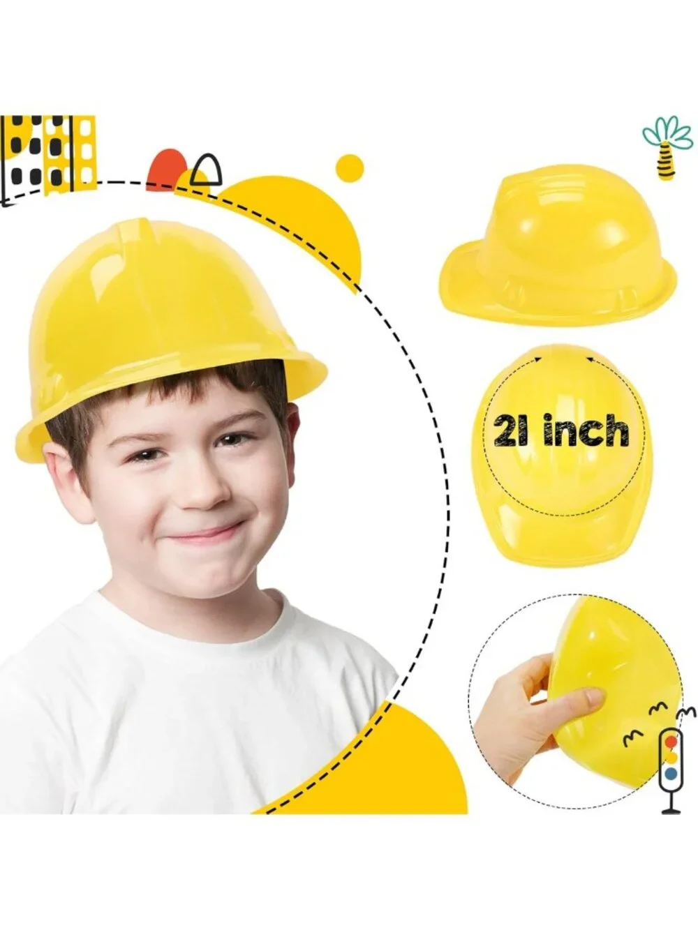 48 Pcs Kids Construction Vests & Hats Set for Birthday, Halloween, Dress-Up Fun